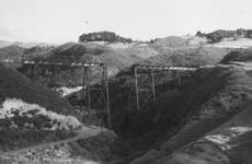 The viaduct partially demolished Photo: N.Z Railway & Locomotive Soc. Inc.	